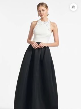 Sachin + Babi Black long gown MOB  dress sz 4 Skirt halter open back womens